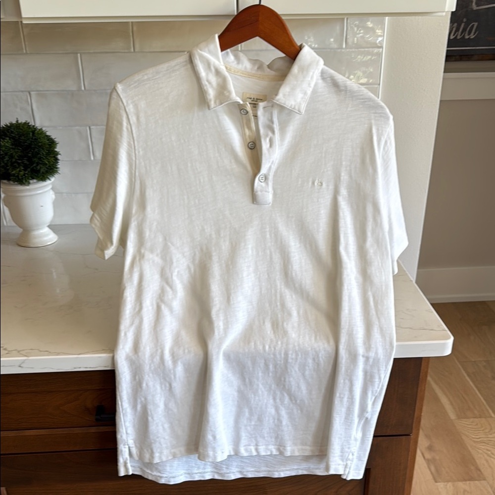 Rag & Bone White Polo Shirt Timeless Knit Design